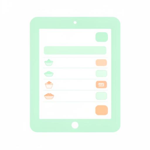 A pastel illustration of a restaurant till tablet with an order ticket and menu items